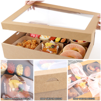 Boîte à collation en papier kraft personnalisée pour la restauration boîtes à plateau à sushi doublées de papier UV pour pique-nique, sandwich, biscuit au chocolat et dessert