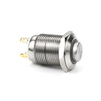 Interrupteur à bouton-poussoir métallique HUSA 12 mm - Auto-bloquant, à réinitialisation automatique, étanche IP65, 1A, 1NO, borne à broches, interrupteur électronique
