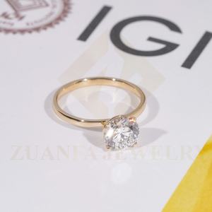 Anillos de Diamantes Cultivados en Laboratorio con Corte Redondo IGI de 2 Quilates, Oro Sólido de 14 Quilates, Anillos de Compromiso Clásicos con Diamantes de Laboratorio para Mujer - Product Image 5