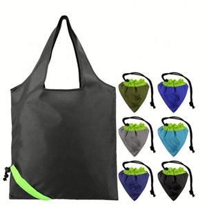 Sac fourre-tout pliable à impression personnalisée, sac d'épicerie pliable réutilisable en polyester 190T - Product Image 1