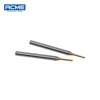 Fraise à micro-embout en carbure de tungstène HRC60, diamètre mini 1,5 mm, pour métal, 2 dents, rayon d'angle, L1=10