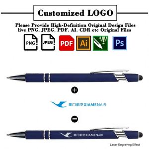 Manufacturer China Blue Metallic Ball Custom Logo Multifunction <b>Stylus</b> Ballpoint Personnalisable New 2 in 1 Metal Touch <b>Pen</b> - Product Image 3