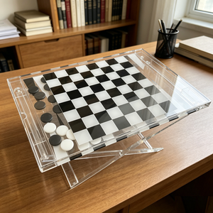 Modern <b>Clear</b> Acrylic Foldable Chess <b>Table</b> Portable Game Board for Home Outdoor Gaming - Product Image 6