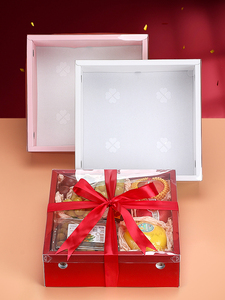 IMEE Boîte pliante carrée transparente de <span class=keywords><strong>grande</strong></span> <span class=keywords><strong>taille</strong></span> 15'' 5 kg de haute qualité pour le Nouvel An et Noël, rose rouge, pour fruits, fleurs, cadeaux, bonbons, collations - Product Image 5