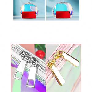 Faible MOQ, nouvelle mode, trousse de maquillage transparente de voyage, sac cosmétique holographique de luxe, étuis - Product Image 6