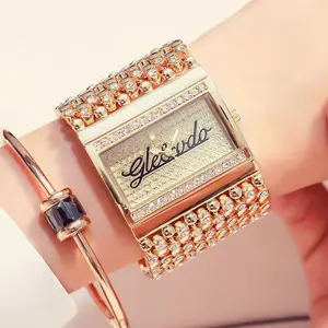 GLE & VDO G027 Femme Mode Bracelet Quartz Analogique Montre Décontractée Diamant Luxe Simple Horloge Relogio Feminino Reloj Mujer Montre