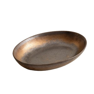 Assiette à poisson ovale en céramique, en grès, faite à la main, style Wabi Sabi, vaisselle pour la maison et les réceptions - Product Image 5