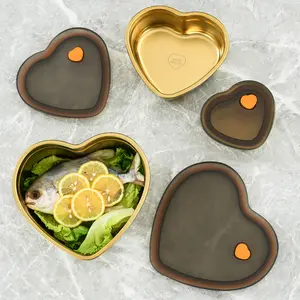 Nouveauté Boîte à lunch en acier inoxydable 304 en forme de cœur étanche Boîte à bento avec couvercle scellé Organisateur de cuisine Boîte à bento scellée