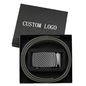 Vestido de trabajo informal Jeans Cinturón de hebilla negra Hebilla de trinquete automática Logotipo personalizado Cinturón de cuero genuino para hombres - Product Image 5