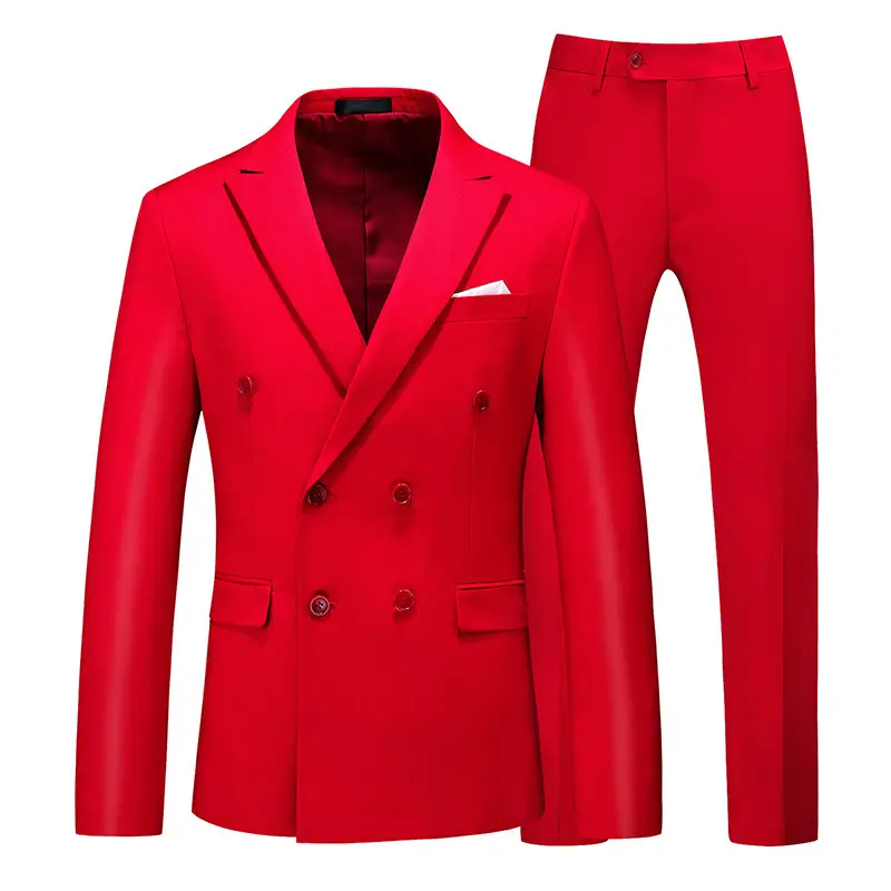 यूरोपीय और अमेरिकी ठोस रंग दो-टुकड़ा सेट फैशन सुरुचिपूर्ण व्यवसाय बड़े आकार के पुरुषों के सूट