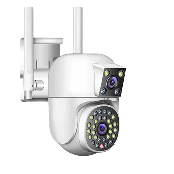 HD 4K Dual Lens WiFi Outdoor PTZ IP Camera Night Vision 4MP Resolution Home Security SD Card Data Storage Options