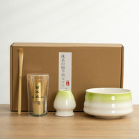 Vente en gros de thé vert japonais pour la cérémonie du thé, poudre de thé vert, fouet en bambou Chasen, boîte en papier, ensemble de fouet à matcha avec bol en céramique
