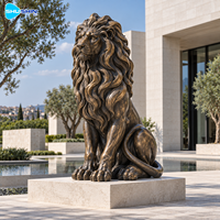 Sculpture de lion majestueux en bronze, moulage à la cire perdue, statue animale personnalisée, décoration d'entrée pour villa, hôtel, place publique, jardin, cour.