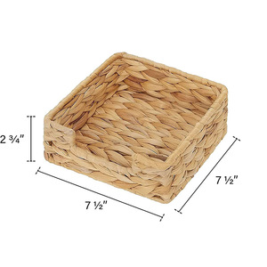 <b>Straw</b> Woven Storage <b>Basket</b> Square Handmade Tissue Box Desktop Organizer Linen Color - Product Image 5