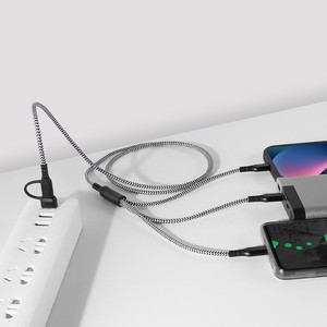 Cable de datos de carga rápida 5 en 1 tipo C con trenzado de nailon para teléfono móvil, 1 m de longitud - Product Image 1