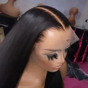 Peluca con malla frontal HD real 13x6 cabello Virgen sin cola Peluca de encaje frontal completo prearrancada peluca recta vietnamita cruda cabello humano 16 pulgadas