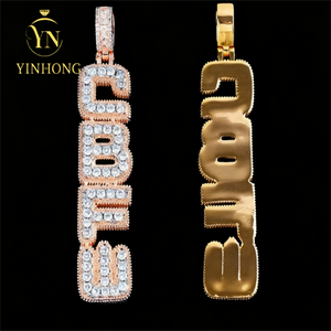 YINHONG Hip-Hop-Stil Individueller DIY-Herrenanhänger, Silber mit Moissanit-Besatz Personalisierter und Trendiger Maßgefertigter Anhänger - Product Image 3