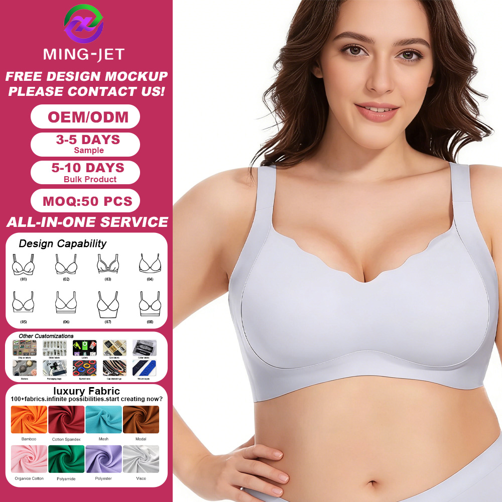 Women's Everyday Scalloped Lift Seamless Wire-Free Push-Up Bras With Buttery Soft Spandex/Nylon V-Neck U-Back