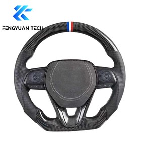 Volant en cuir personnalisé Alcantara en fibre de carbone forgée avec boutons pour <span class=keywords><strong>Toyota</strong></span> Corolla Camry E210 Se 2019 2024 Accessoires - Product Image 3
