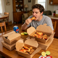 Boîtes d'emballage personnalisées en papier rigide gaufré biodégradable pour plats à emporter, corndogs, poulet frit, frites, hot-dogs, restauration rapide