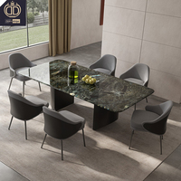 Ensemble de table à manger en marbre italien moderne avec chaises pour la maison, l'appartement, la villa - 6 places, meubles de salle à manger de luxe