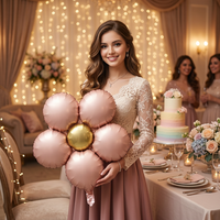 Ballon circulaire en aluminium mat en forme de fleur à cinq pétales, vente en gros pour la décoration de mariages et d'anniversaires