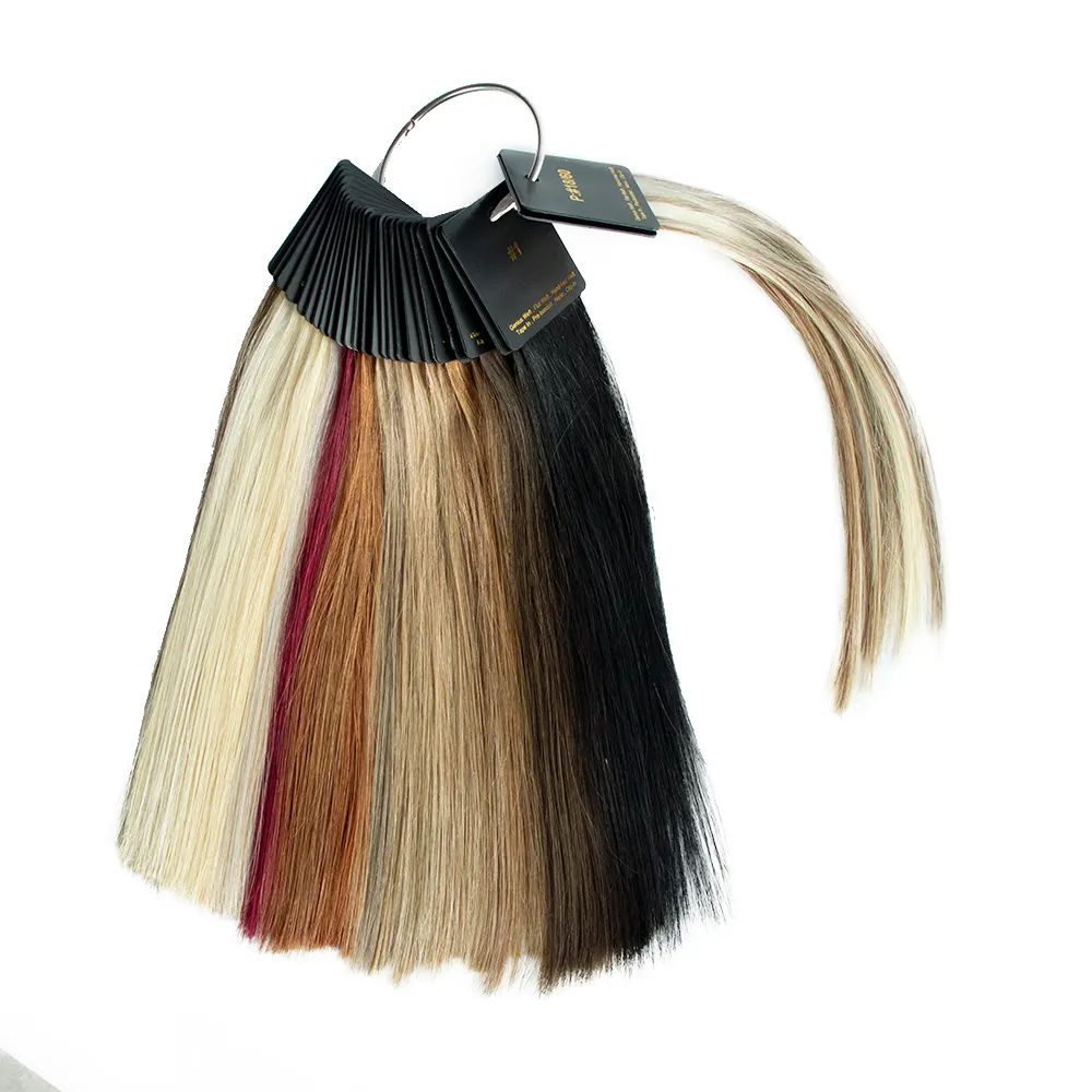 Honor Hair Factory Color Swatches Ring For Raw Human Hair Extensions Tape ins Genius weft Hand Tied Seamless Weft Keratin Tip