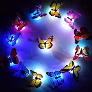 Removable 3d Design Plastic Material High Quality Light Butterfly Wall Stickers Decorate Supplies With Led