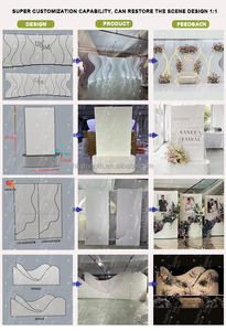 ฉากหลังงานแต่งงาน PVC คุณภาพสูง รูปทรงสี่เหลี่ยม 3 มิติ พร้อมดอกไม้สีขาว - Product Image 5