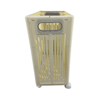 Panier de rangement en plastique avec roulettes et design respirant pour l'organisation du linge