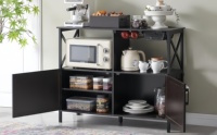 Buffet en bois avec station café intégrée, organisateur, étagères réglables, rangement spacieux pour cuisine, salle à manger, salons