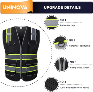 Chaleco de Seguridad de Alta Visibilidad Clase 2 con Cierre Frontal, Estándar ANSI/ISEA 107, Logotipo Personalizable, Cintas Reflectantes, <span class=keywords><strong>Ropa</strong></span> <span class=keywords><strong>Reflectante</strong></span> - Product Image 5