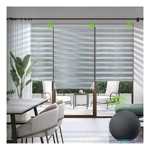 Home Decor Electronics Remote Control Day And Night zebra shades smart roller blinds for living room window