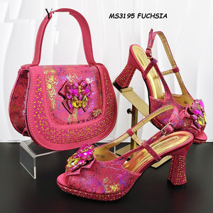 Sac en PU de style italien ensemble de chaussures et de sacs assortis de <span class=keywords><strong>luxe</strong></span> pour femmes africaines fête de mariage - Product Image 3
