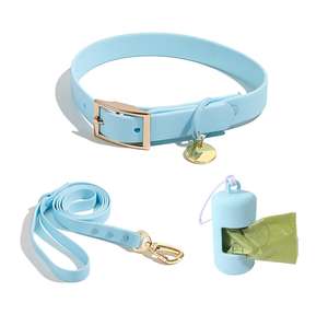 lila rosa goldene Schnalle Kunststoff Haustier Hundekragen und Leine individuelles solides Muster wasserdicht Haustierprodukte - Product Image 5