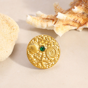 เข็มกลัดชุบทองสไตล์ยุโรปพร้อมลายปะการังปลาดาว เครื่องประดับแฟชั่นสแตนเลสสำหรับสวมใส่ทุกวัน - Product Image 2