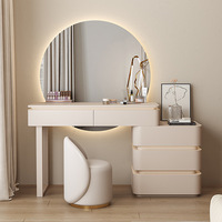 Nuevo Producto: Tocador Moderno y Sencillo Estilo Crema con Tablero de Roca, Mesa de Maquillaje Integrada de Madera Maciza para Dormitorio