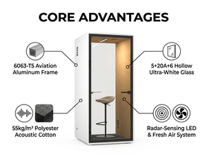 Cabine <span class=keywords><strong>téléphonique</strong></span> insonorisée mobile 30 dB, économie d'énergie, pour cabinet d'avocats, conseil, entretien RH - Product Image 3