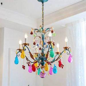 צרפתי נברשת איטלקית אמנות ציורי קיר זכוכית יוקרה יוקרה רטרו נר נברשת הבית משרד גדול גביש סלון גדול - Product Image 2