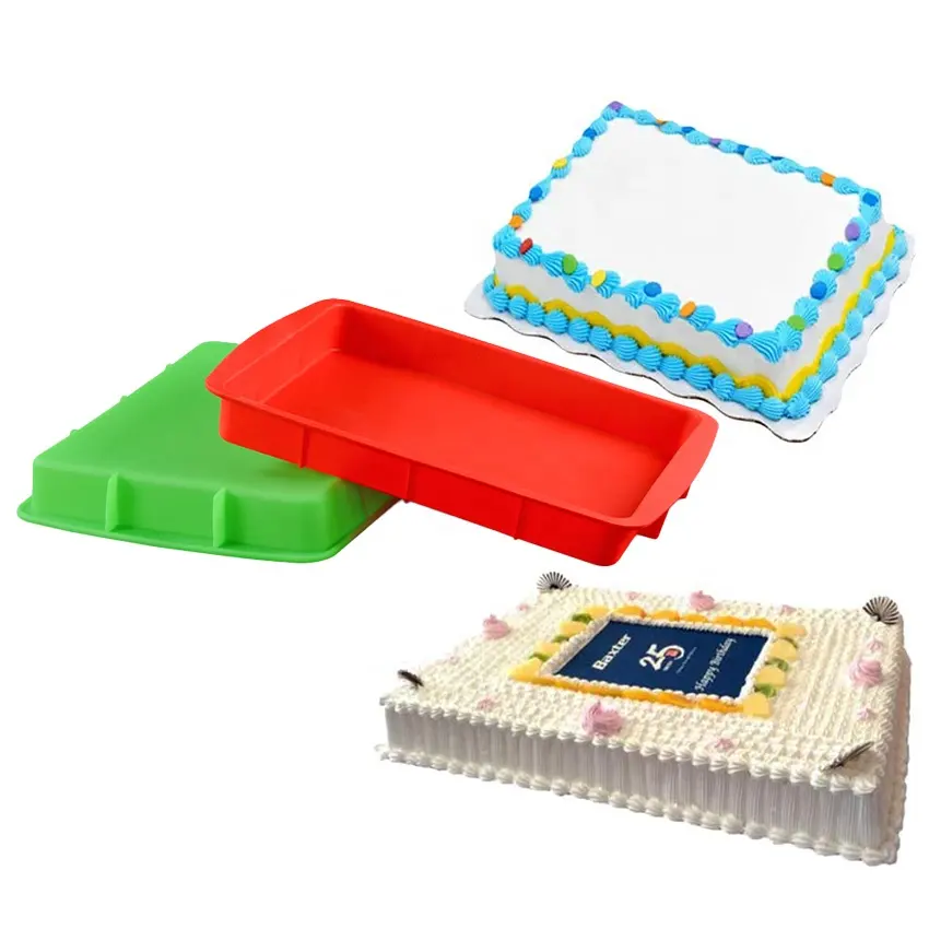 13X9 Inch Anti-aanbak Siliconen Rechthoek Cake Bakken Pan Premium Kleine Vel Pan Voor Oven