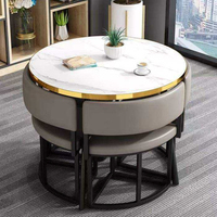 Juego de Comedor Moderno y Lujoso con Estructura Metálica, Diseño que Ahorra Espacio, Duradero y Ecológico, para Apartamentos, Hogares, Habitaciones de Hotel, Sillas de PU