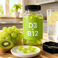 Gummies véganes OEM/ODM Vitamine D3+B12 - Compléments multivitaminés pour la santé des os et des muscles, 60 unités pour adultes