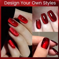 UR SUGAR perles de verre à vin de cerise avec logo personnalisé gel magnétique pour chat lumière de l'eau gemme rouge gel pour les yeux de chat vernis à ongles gel UV soak off