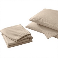 Draps en lin français uni, modernes, taille King, 4 pièces, poche profonde, lavables en machine