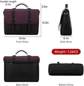 女性15.6インチブリーフケースマルチポケットラップトップトートワークバッグプロフェッショナルパッド入りコンパートメントハンドバッグトートバッグ