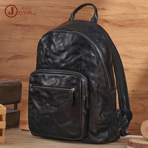 Joyir Leather <b>Backpack</b> <b>20L</b> Black Large Capacity Interior Zipper Pocket Men's <b>Backpack</b> - Product Image 1