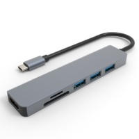 6-1 tipo C USB 3,0 Puerto 4K HDMI SD TF Hub estación de acoplamiento multipuerto con cargador adaptador OTG para Macbook Laptop PC uso del teléfono