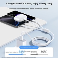 Kabel Pengisi Daya 3-in-1 120W PD Lima Antarmuka Adaptor Multi Perangkat Bersertifikasi CE untuk Ponsel, Earphone, Kabel Data 3-ke-1