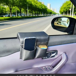 Caja de almacenamiento de cuero para el reposabrazos de la ventana del coche, bolsa de almacenamiento para la ventana del coche, productos multifuncionales de almacenamiento para el interior del coche - Product Image 3