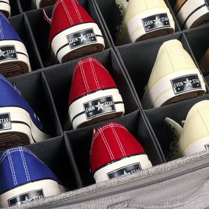 Even Star Shoe Organizer 16 Compartment Foldable Storage Box For Bedroom Closet With Dust Protection And Zipper Closure - Product Image 1